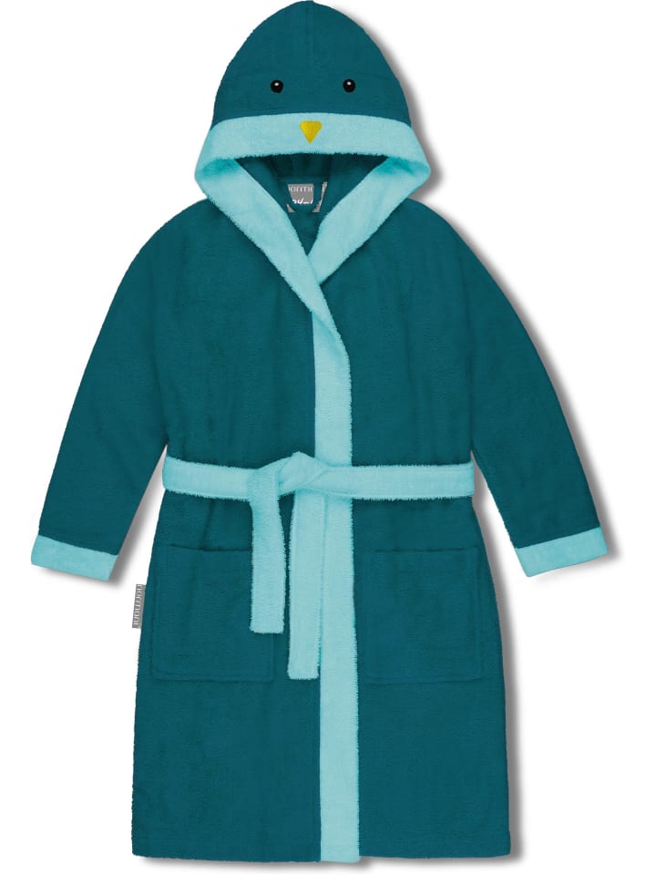 normani Kinder Bademantel aus Bio-Baumwolle Malia in Blau / Pinguin günstig kaufen