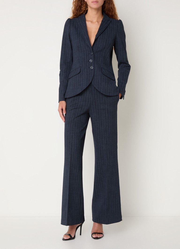 Summum High waist flared fit trousers with pinstripe