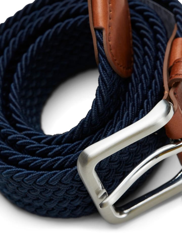 Jack & Jones Elastischer Stoff Gürtel Flecht Stretch Belt ohne Löcher JACSPRING in Navy günstig kaufen