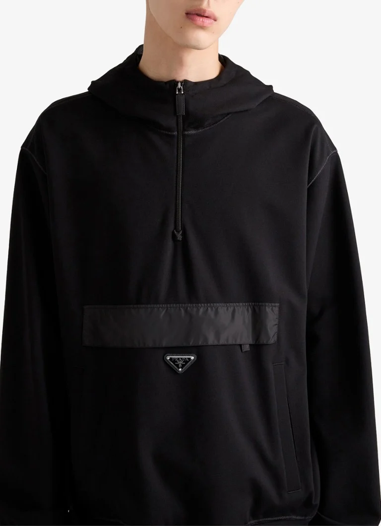 Prada Oversized hoodie with half zip
