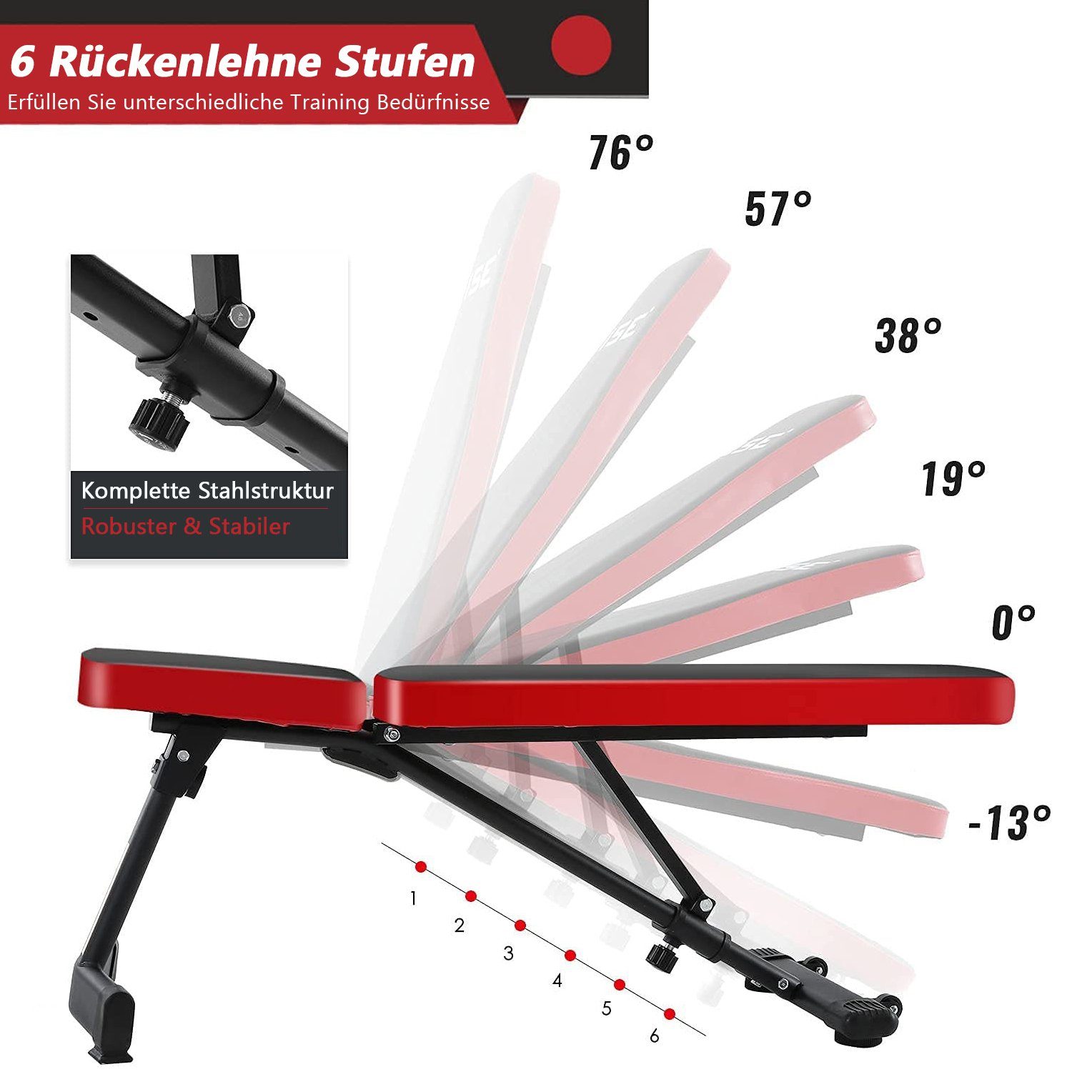 ISE Hantelbank ISE Hantelbank Multifunktion Tranings Fitness Bank klappbar übungsbank verstellbar für Bauch und Bein schrägbank,geprüft und Zertifiziert nach DIN EN 957 SY-5021