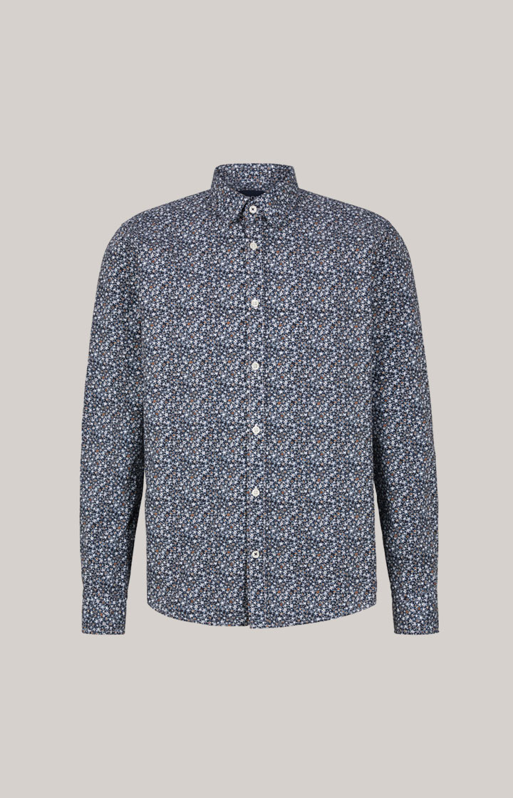 Baumwollhemd Hanson in Dunkelblau/Offwhite