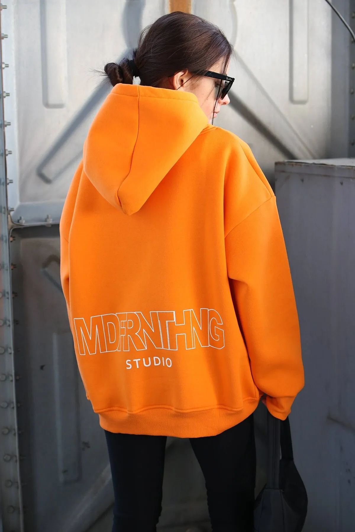 Madmext  Mad Girls Orange bedrucktes Oversize-Sweatshirt Mg1287