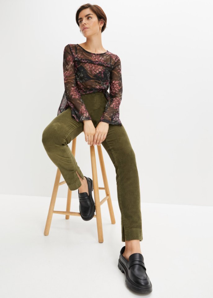 Mesh-Shirt mit Rüschen