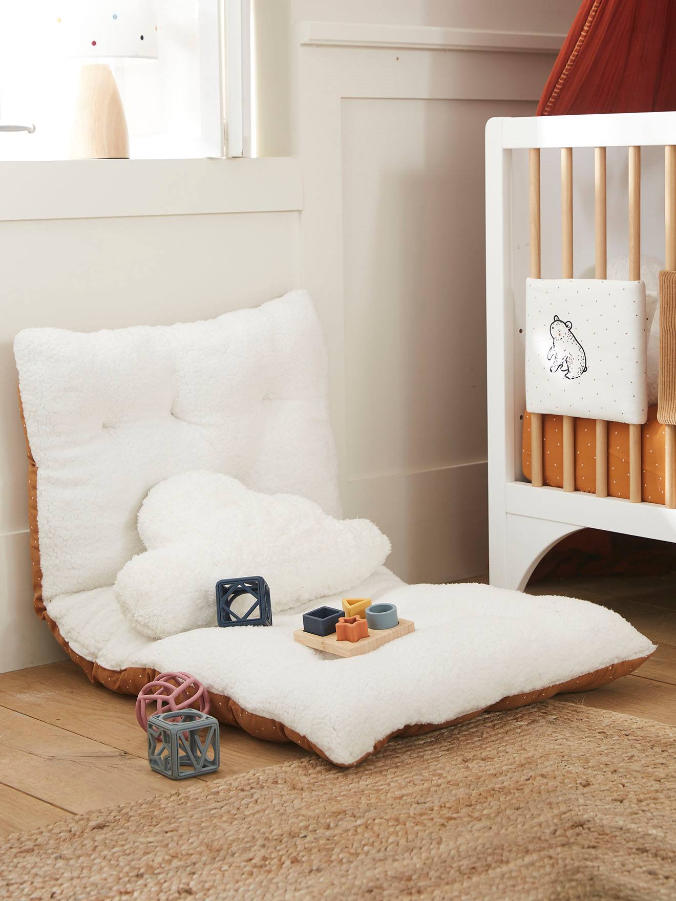 Vertbaudet Kinderzimmer Bodenmatratze WELTENBUMMLER, wendbar - wollweiß/karamell
