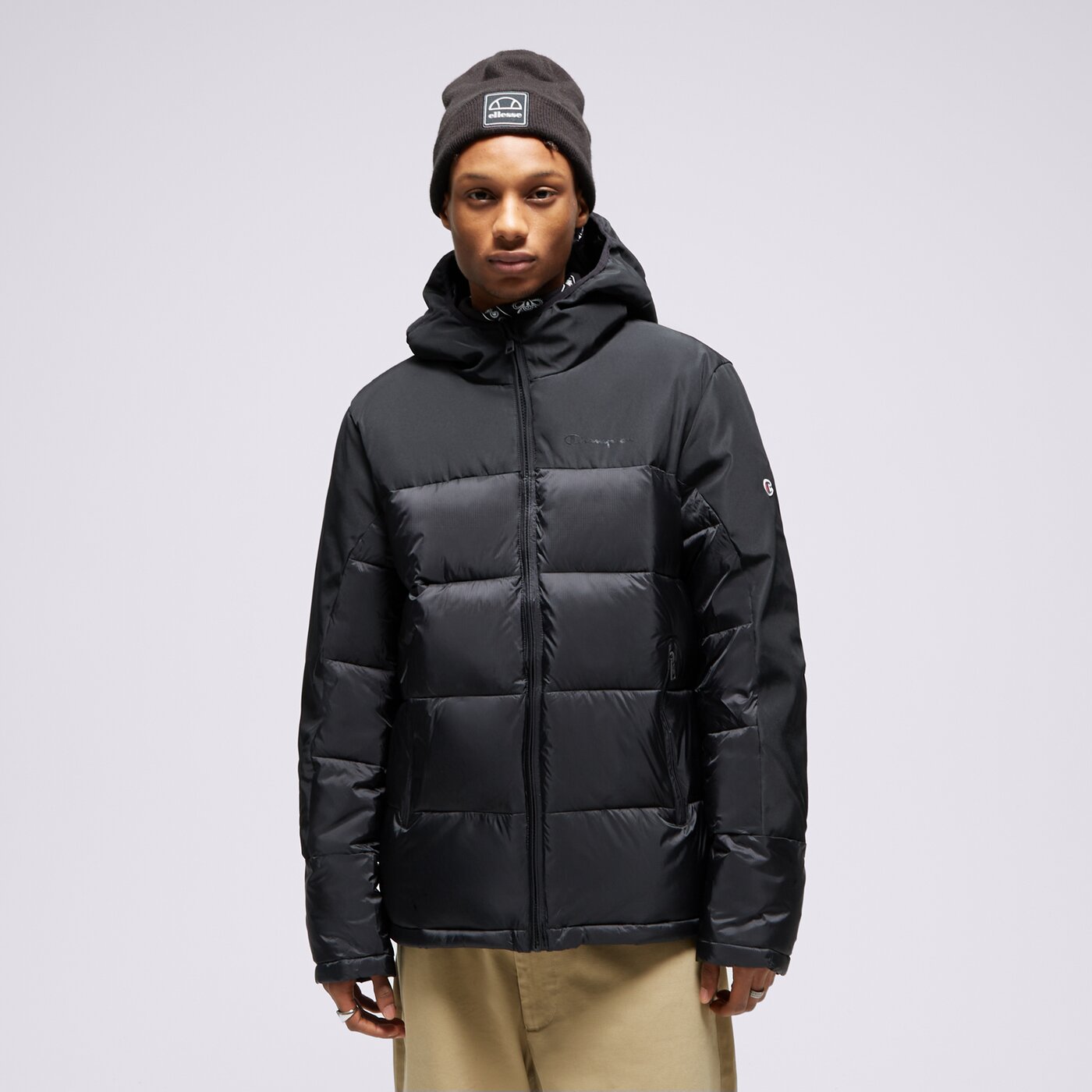 CHAMPION DAUNENJACKE HOODED JACKET Schwarz