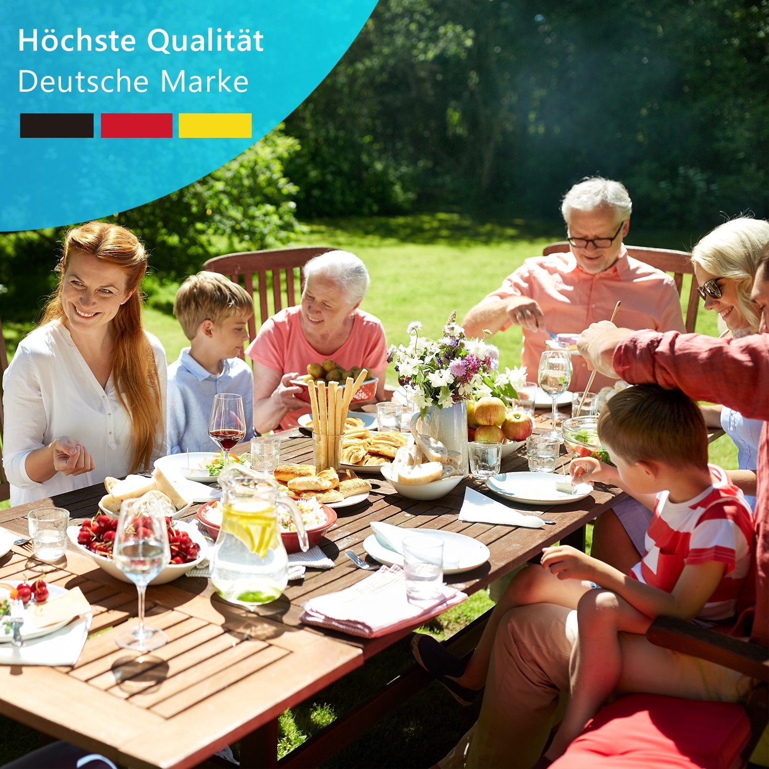 NYVI Stuhlkissen Sitzkissen Genua 4er Set - Dekokissen Sitzauflage für Indoor & Outdoor, Komfortabel & Robust, Gartenstuhlauflagen für 40x40 cm große Stühle