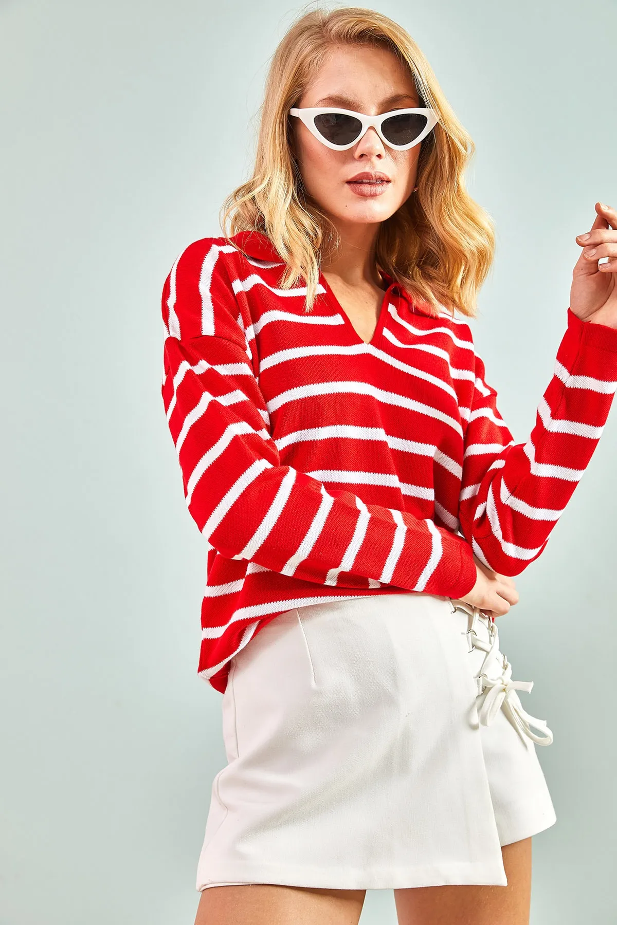Bianco Lucci  Damen-Strickpullover mit Rollkragen und Streifenmuster