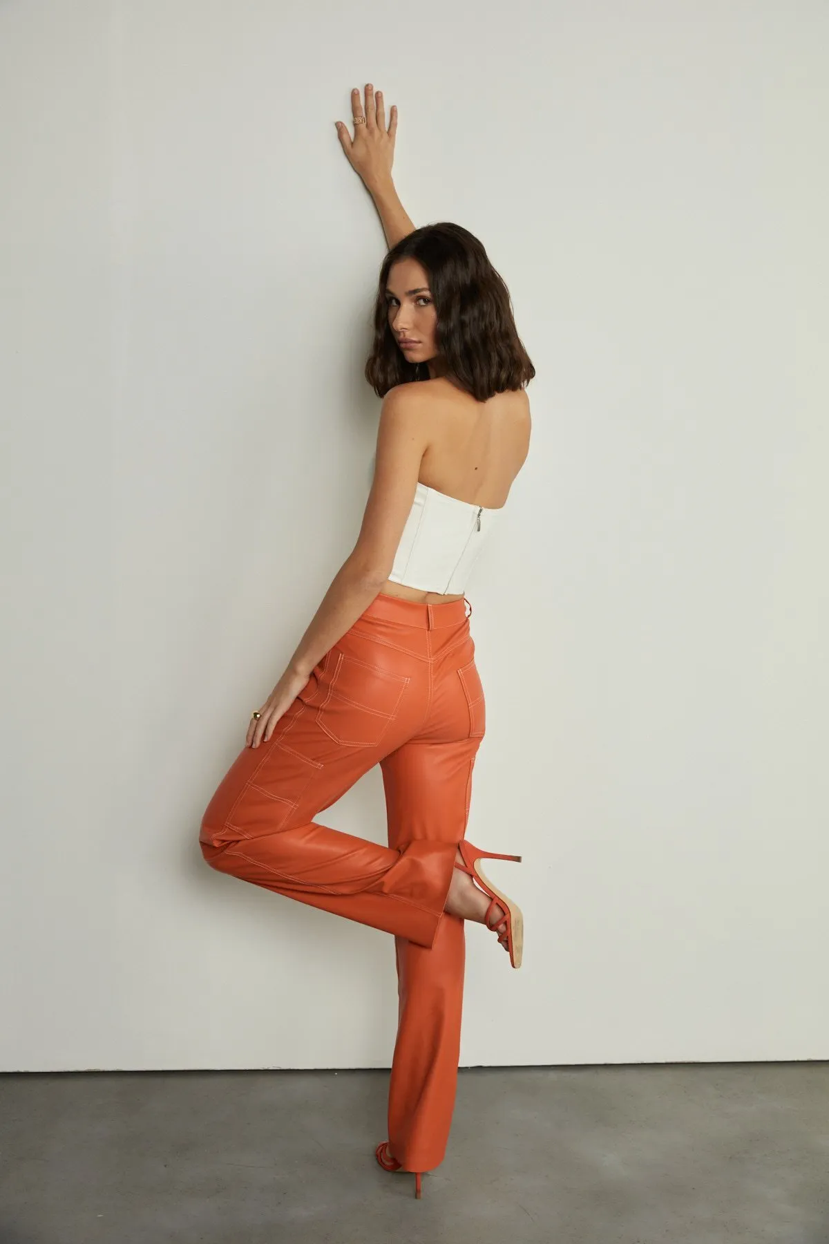VATKALI  Leder-Cargohose Orange