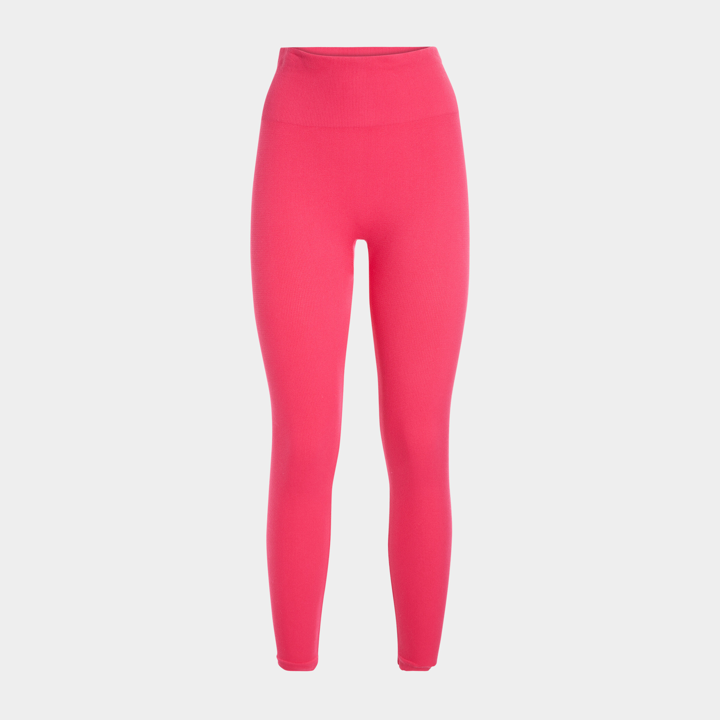 Legging taille haute côtelé rose cerise femme | La Halle
