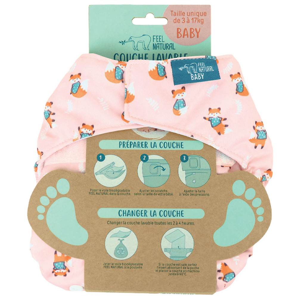 feel natural Couche lavable et réutilisable Ophélie Couche bébé lavable