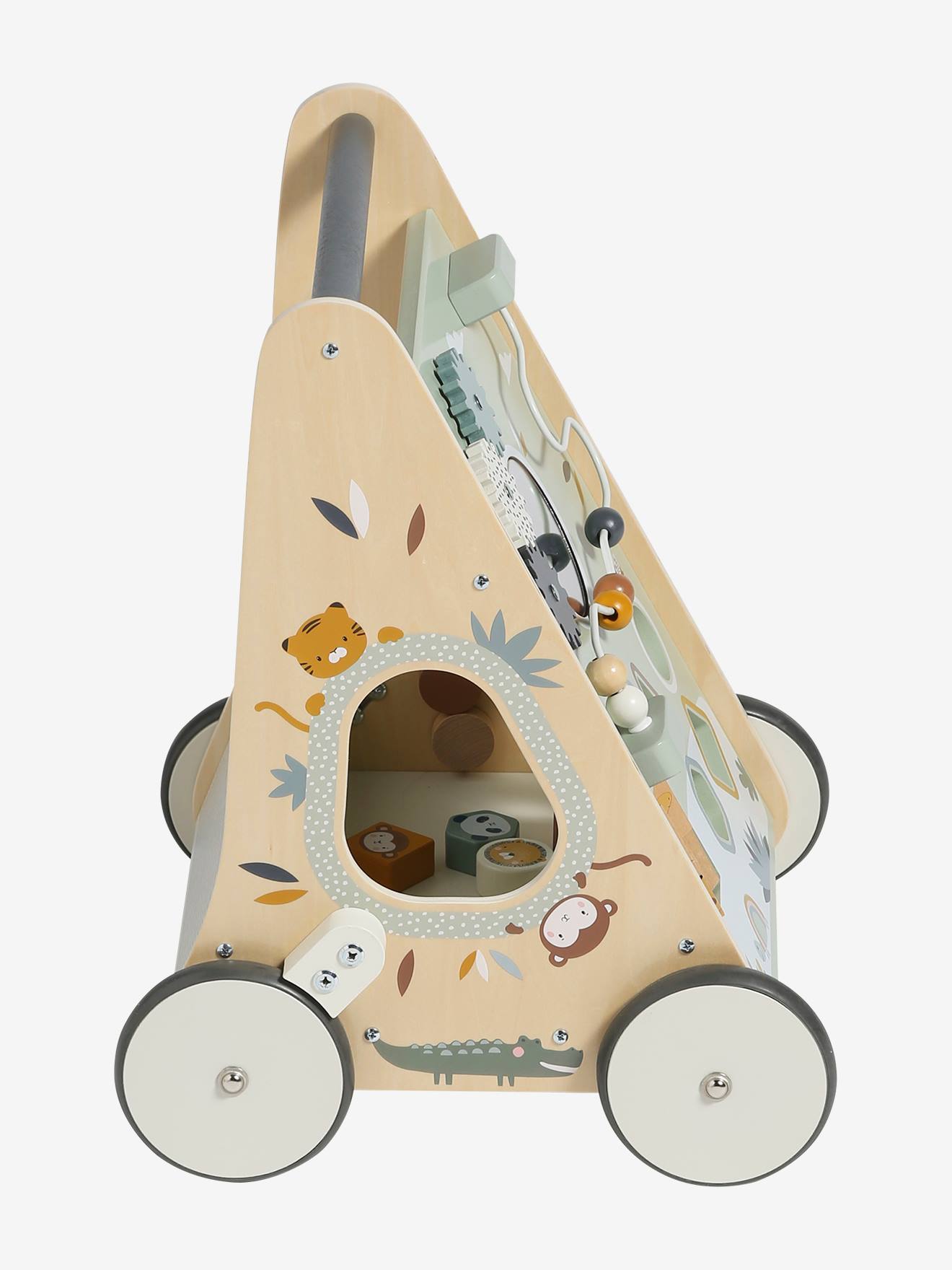 Vertbaudet Activity-Lauflernwagen mit Bremsen, Holz FSC - blau waldfreunde