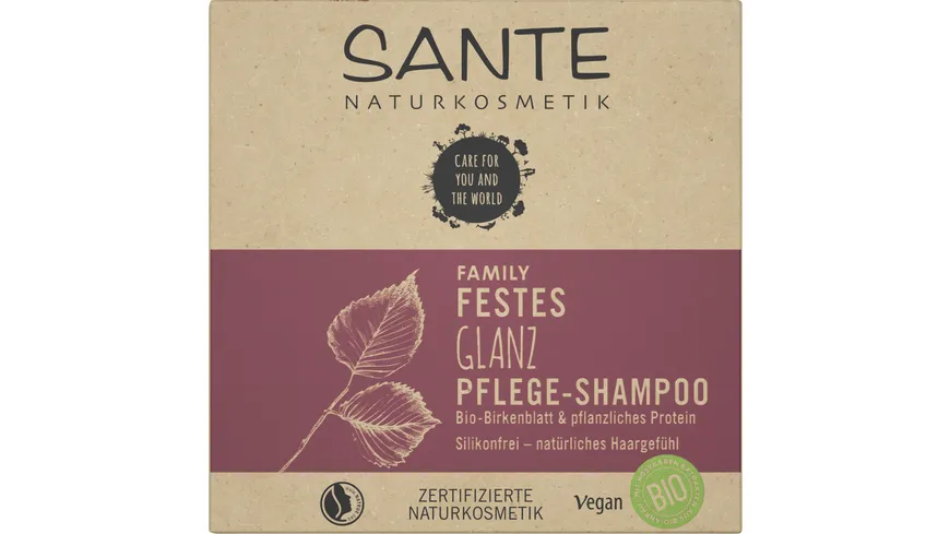 SANTE FAMILY Festes Glanz Pflege-Shampoo Bio-Birkenblatt & pflanzliches Protein 60 g