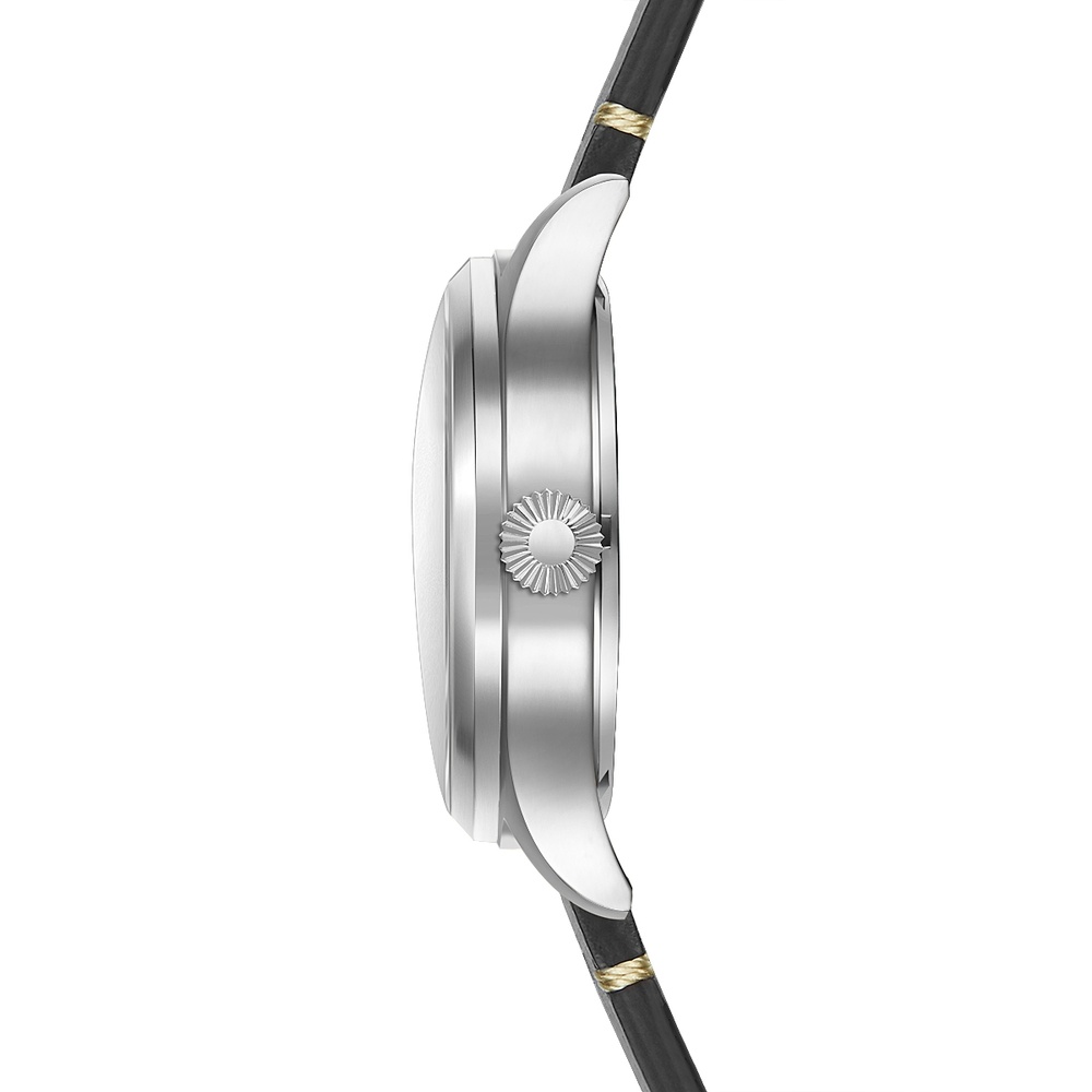 Joh. Rothmann Montre automatique Flight en Argent Cuir véritable en Noir Montre