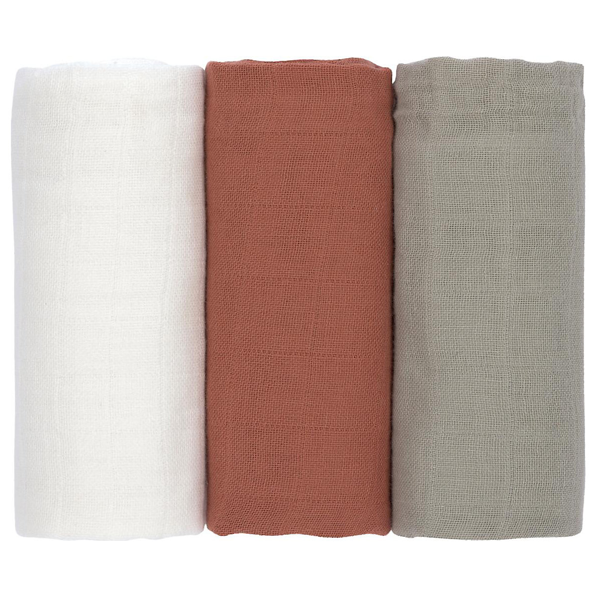 Mulltuch/Spucktuch olive/milky/rust, 60 x 60 cm, 3 Stück