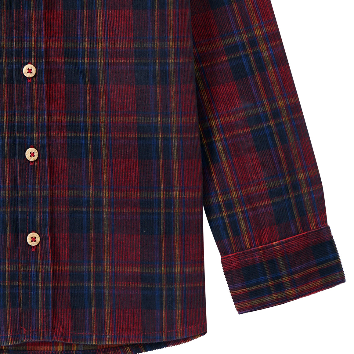 Jungen Weihnachtshemd aus Cord dunkelrot / dunkelblau