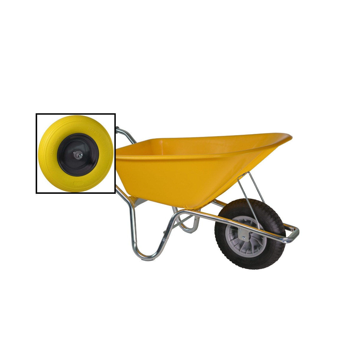 Little Jumbo 1251000885 Bauschubkarre, HDPE, gelbes pannensicheres Rad, 100 Liter