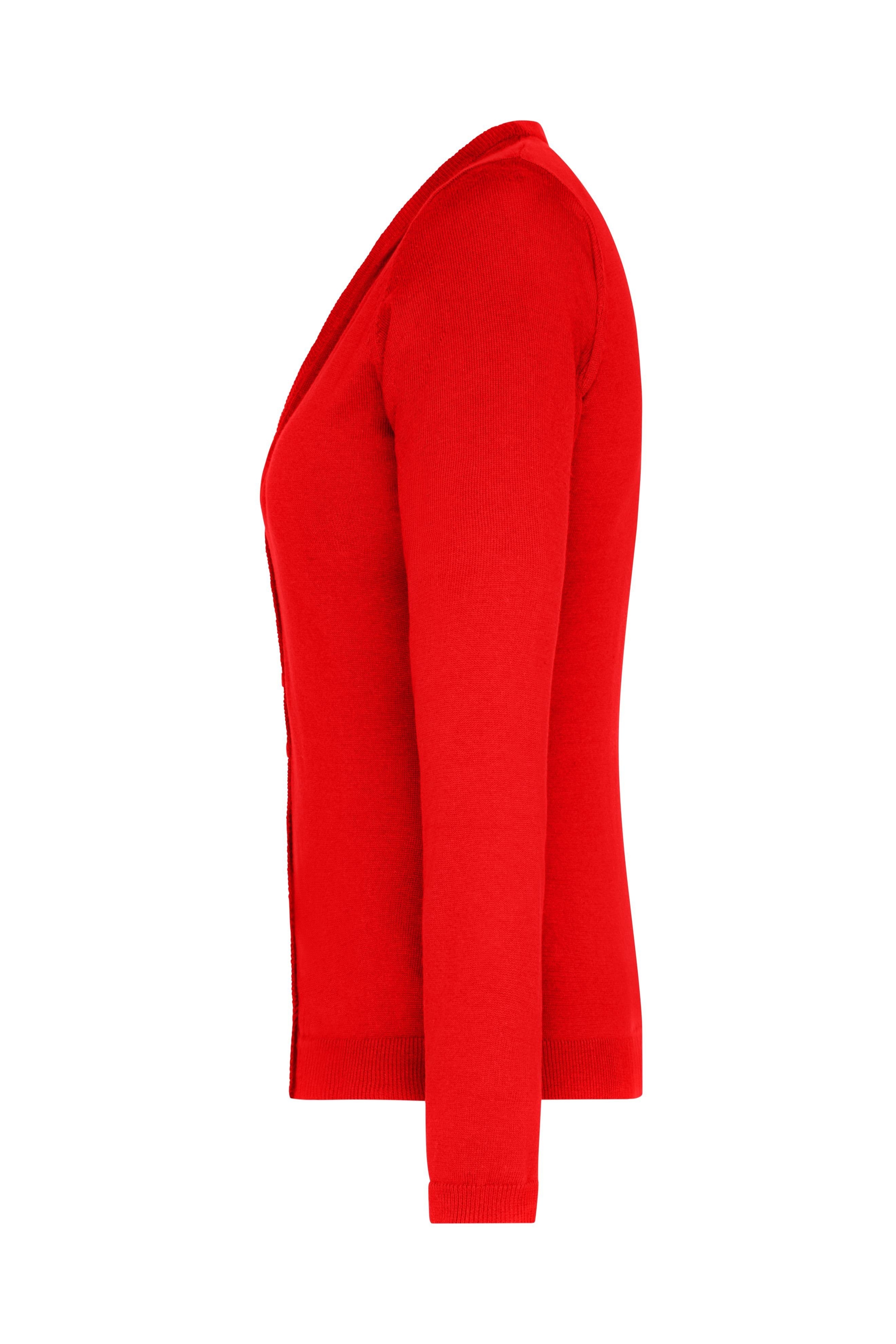 James & Nicholson Strickweste Damen Strickjacke mit V-Ausschnitt JN660 Angenehm weiches und wärmendes Baumwoll-Strickgewebe