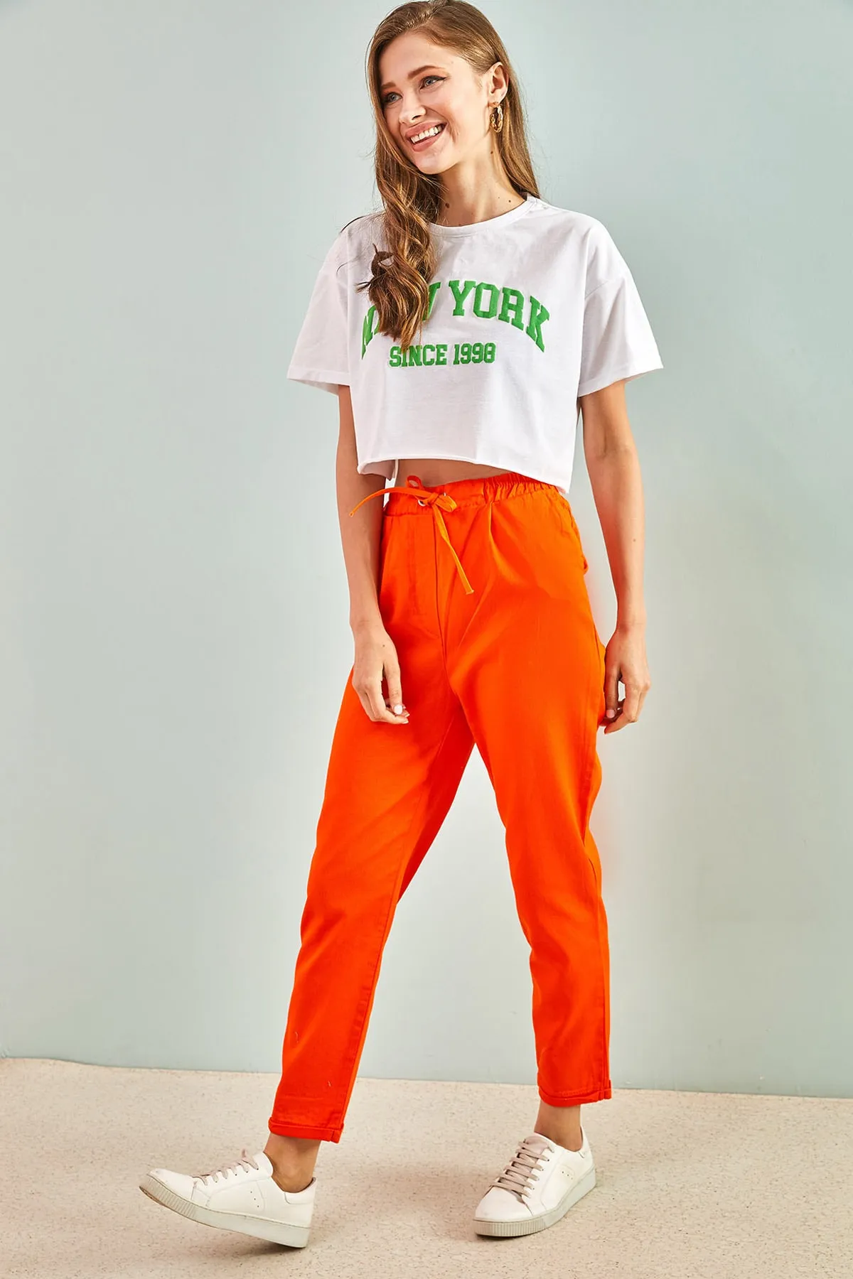 Bianco Lucci  Damen-Hose aus Gabardine mit Ösen 3929