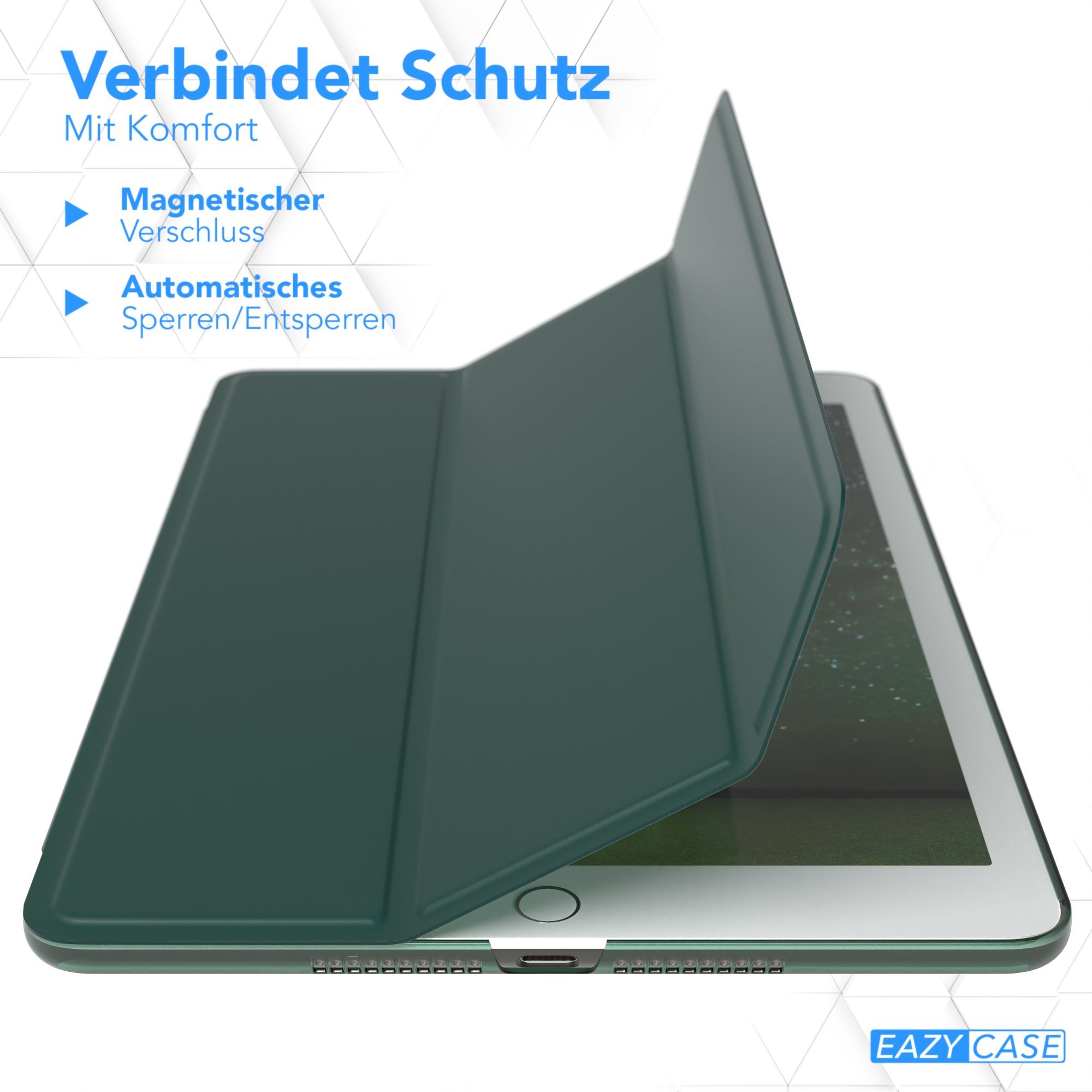 EAZY CASE Tablet-Hülle Smart Case für Apple iPad Mini 4. / 5. Generation 7,9 Zoll, Tablet Schutzhülle aufstellbar Flip Cover Bookstyle Hülle Dunkelgrün