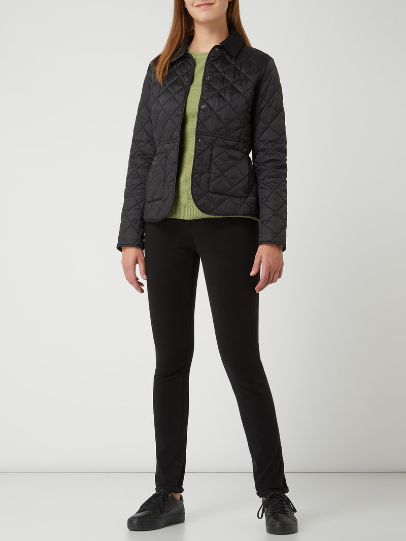Steppjacke mit Cordkragen Modell 'Deveron' in schwarz