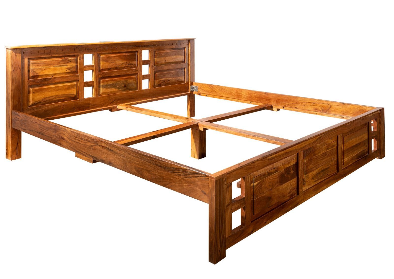 Massivmoebel24 Massivholzbett Bett Akazie 140x200x90 honig lackiert OXFORD #0251