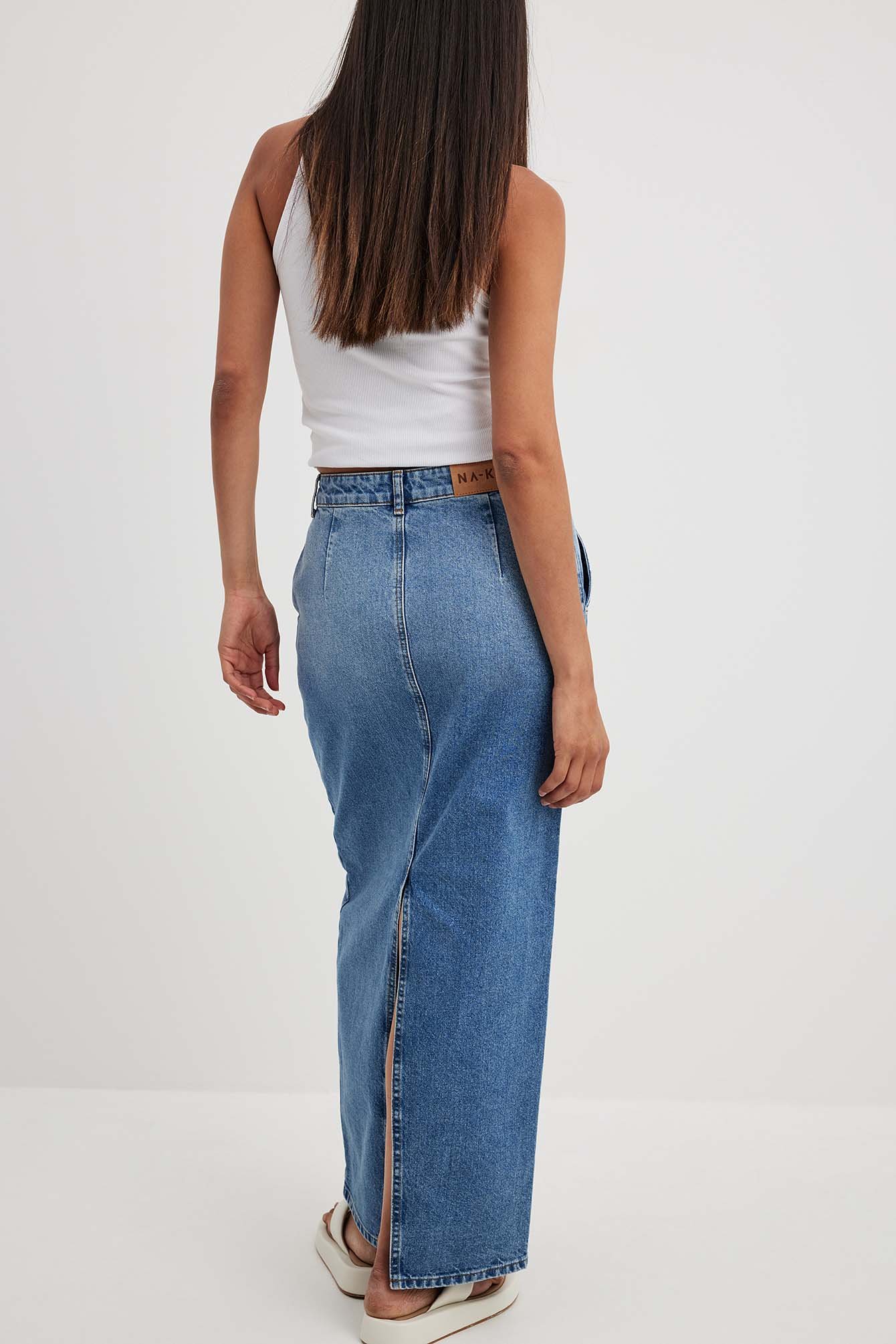 Jeans-Maxirock mit Schlitzdetail