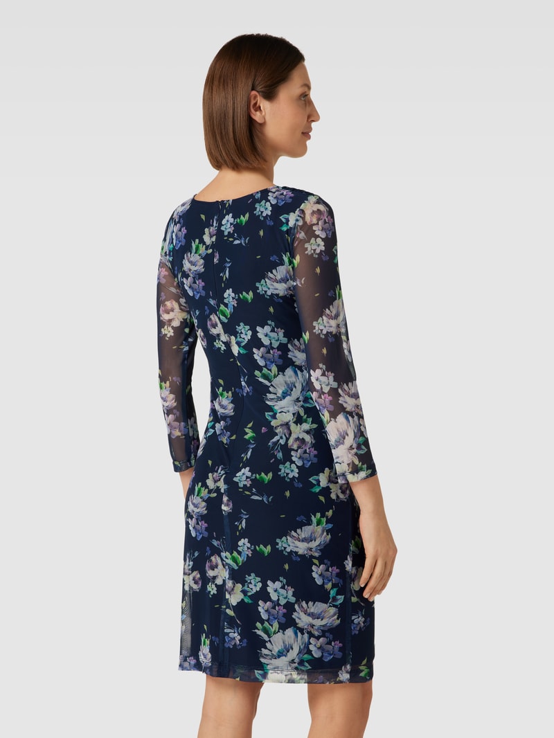 Knielanges Cocktailkleid mit seitlicher Raffung in marineblau