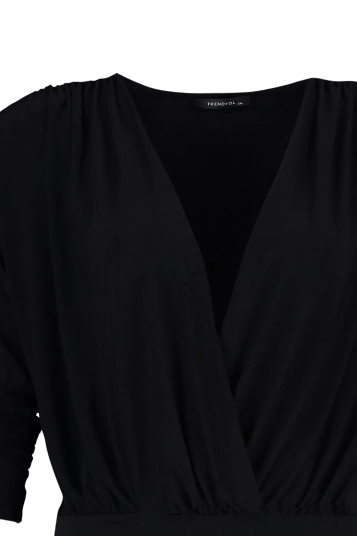 Trendyol Curve  Schwarzer wattierter zweireihiger Strickbody mit Druckknopfverschluss TBBAW23CS00014