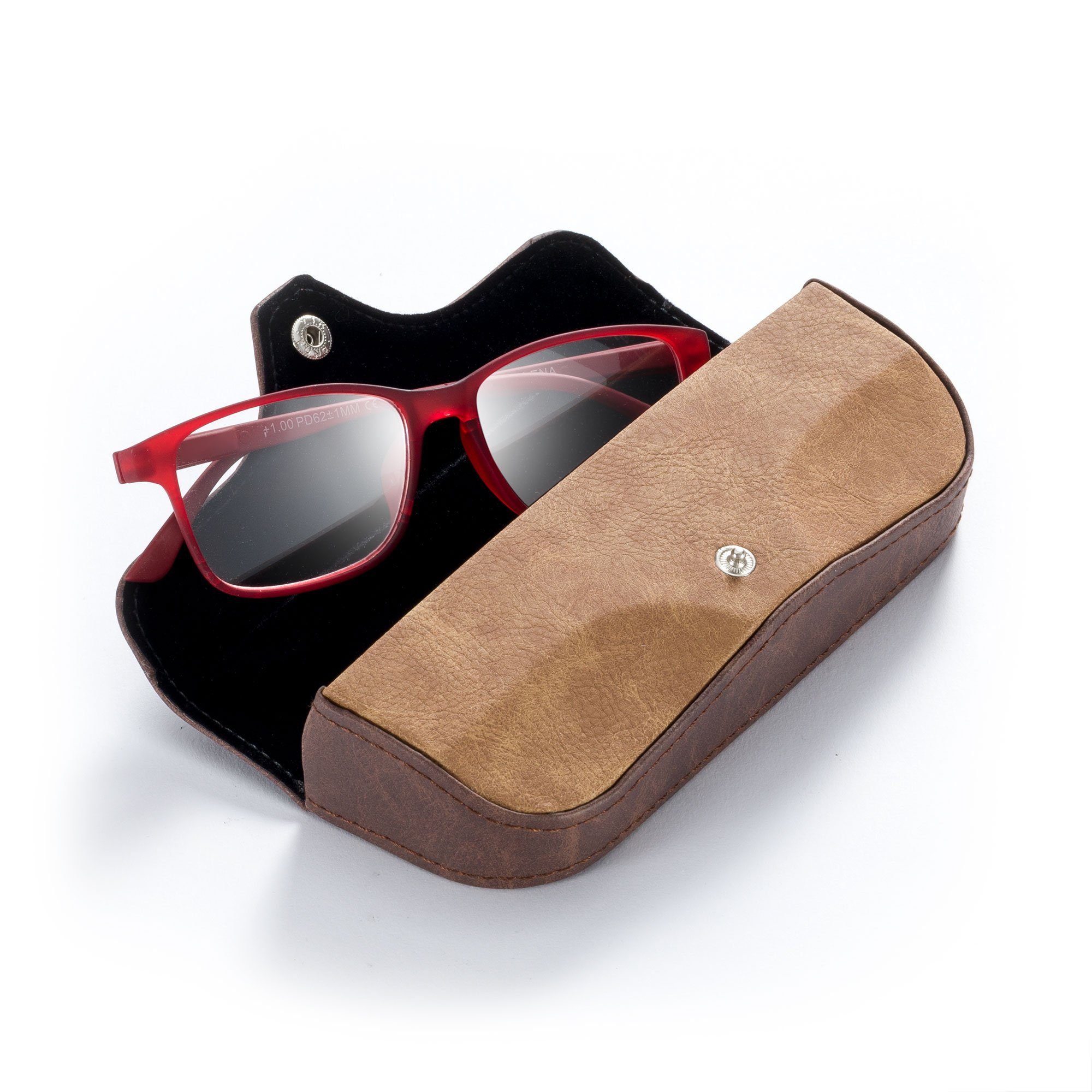FEFI Brillenetui Hardcase im 2-Farb Leder-Look, inklusive Mikrofasertuch