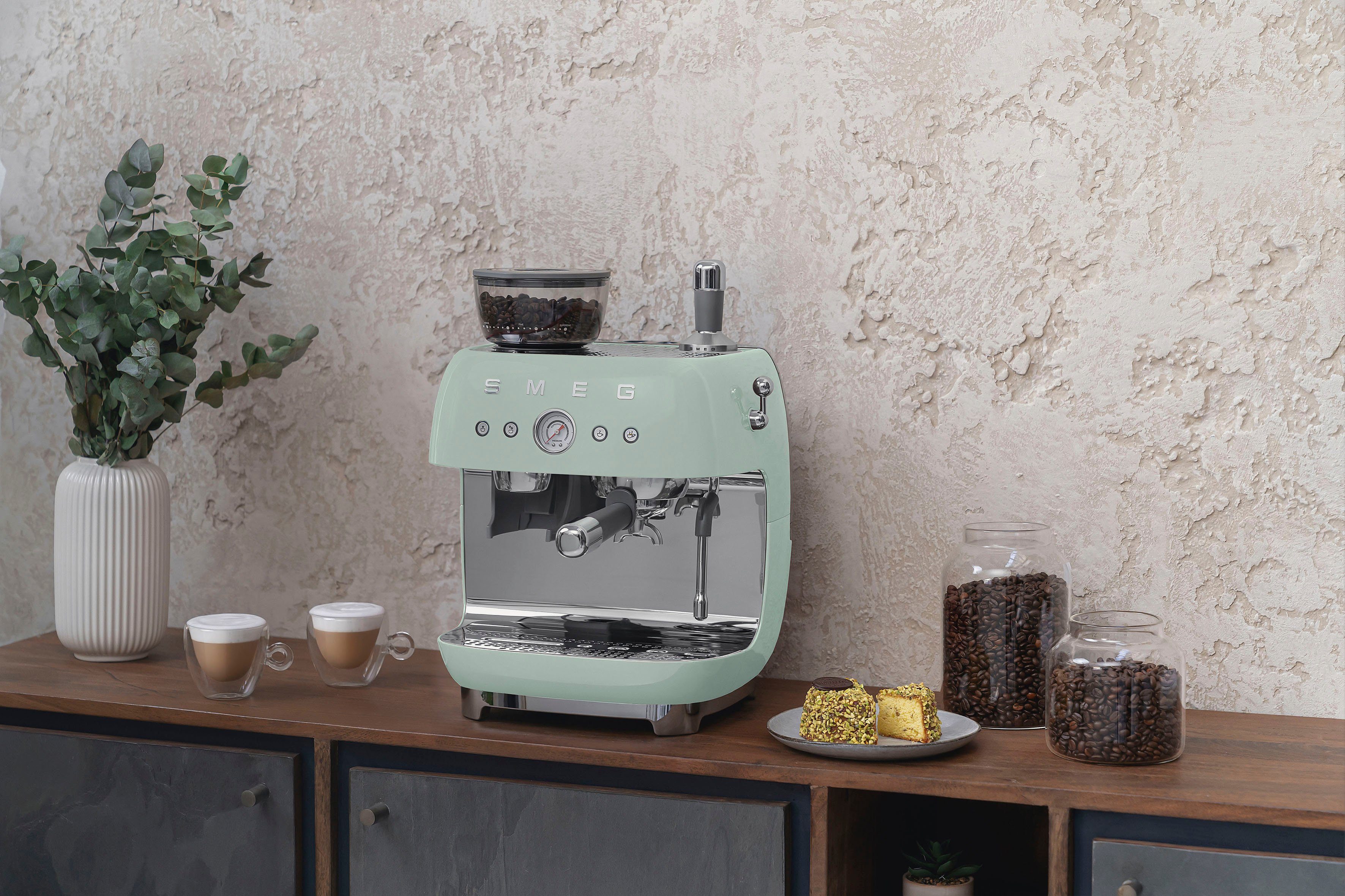 Smeg Espressomaschine EGF03PGEU, mit integrierter Kaffeemühle