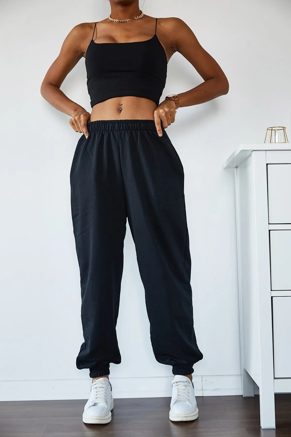 XHAN  Damen-Jogginghose mit hoher Taille und Schnürung, übergroß und locker geschnitten, 1KZK8-10879-02