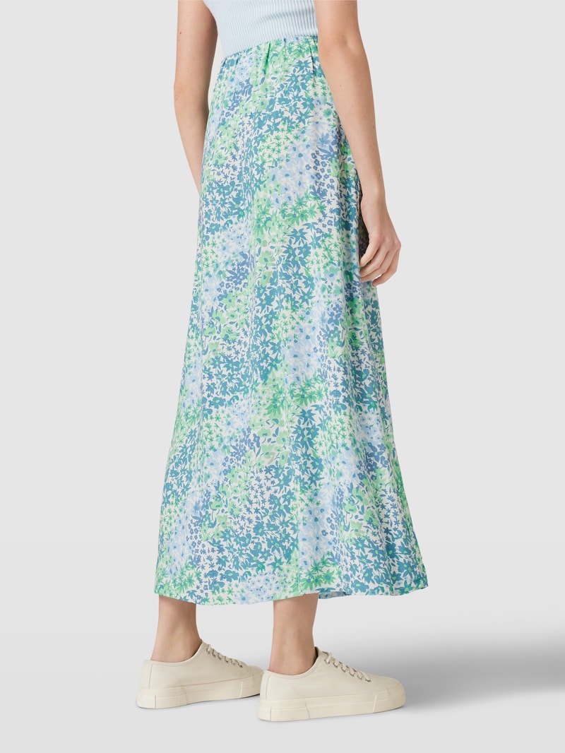 Maxirock aus reiner Viskose mit Allover-Muster Modell 'Joella' in ozean blau
