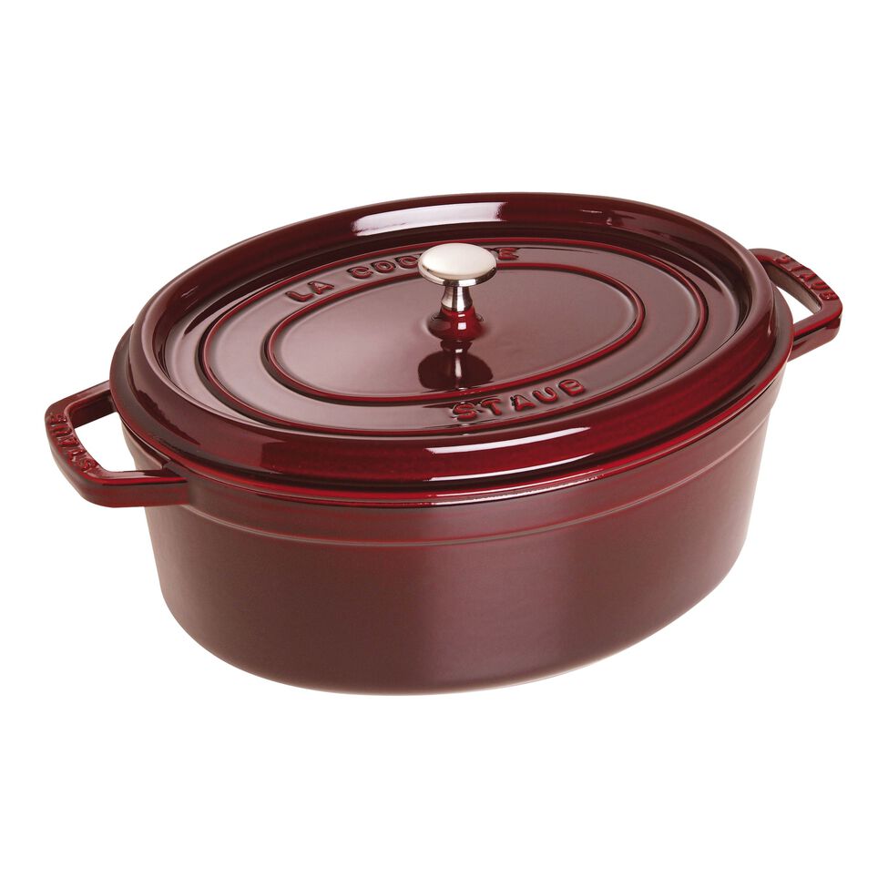 Cocotte 33 cm, oval, Grenadine-Rot, Gusseisen