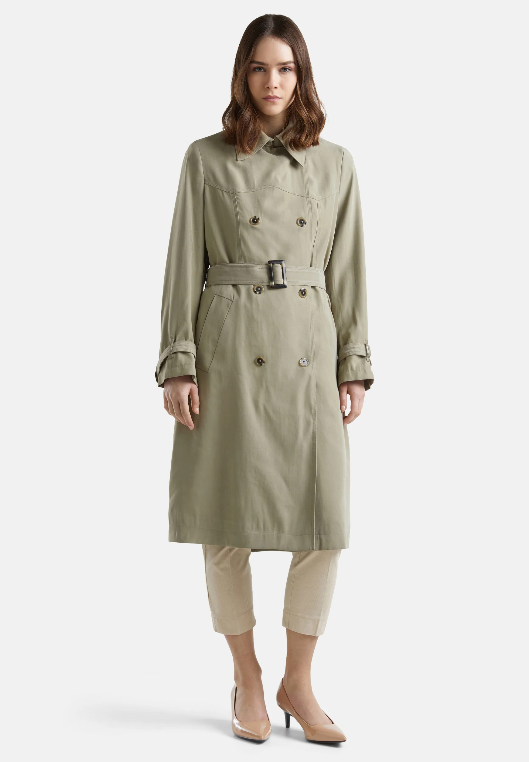 Gabardina cruzada midi United Colors of Benetton