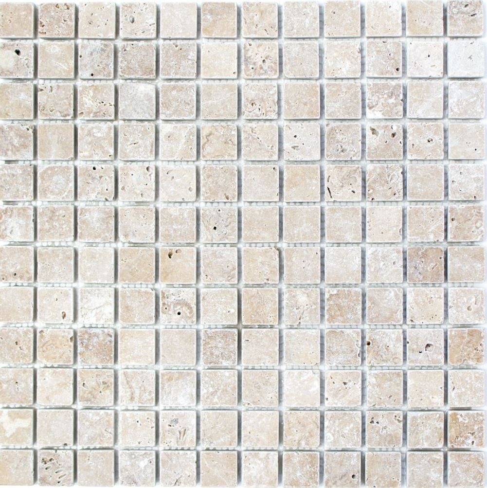 Mosani Bodenfliese Travertin Mosaikfliesen Terrasse Wand Boden Naturstein walnuss braun