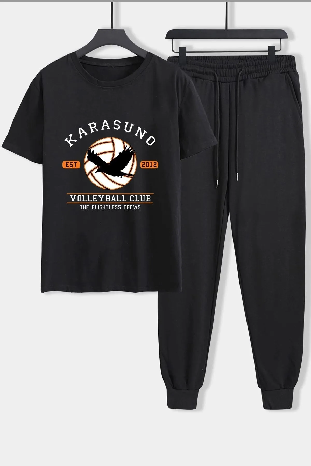 uyguntarz  Bedrucktes zweiteiliges Unisex-Trainingsanzugset mit Karasuno-Motiv