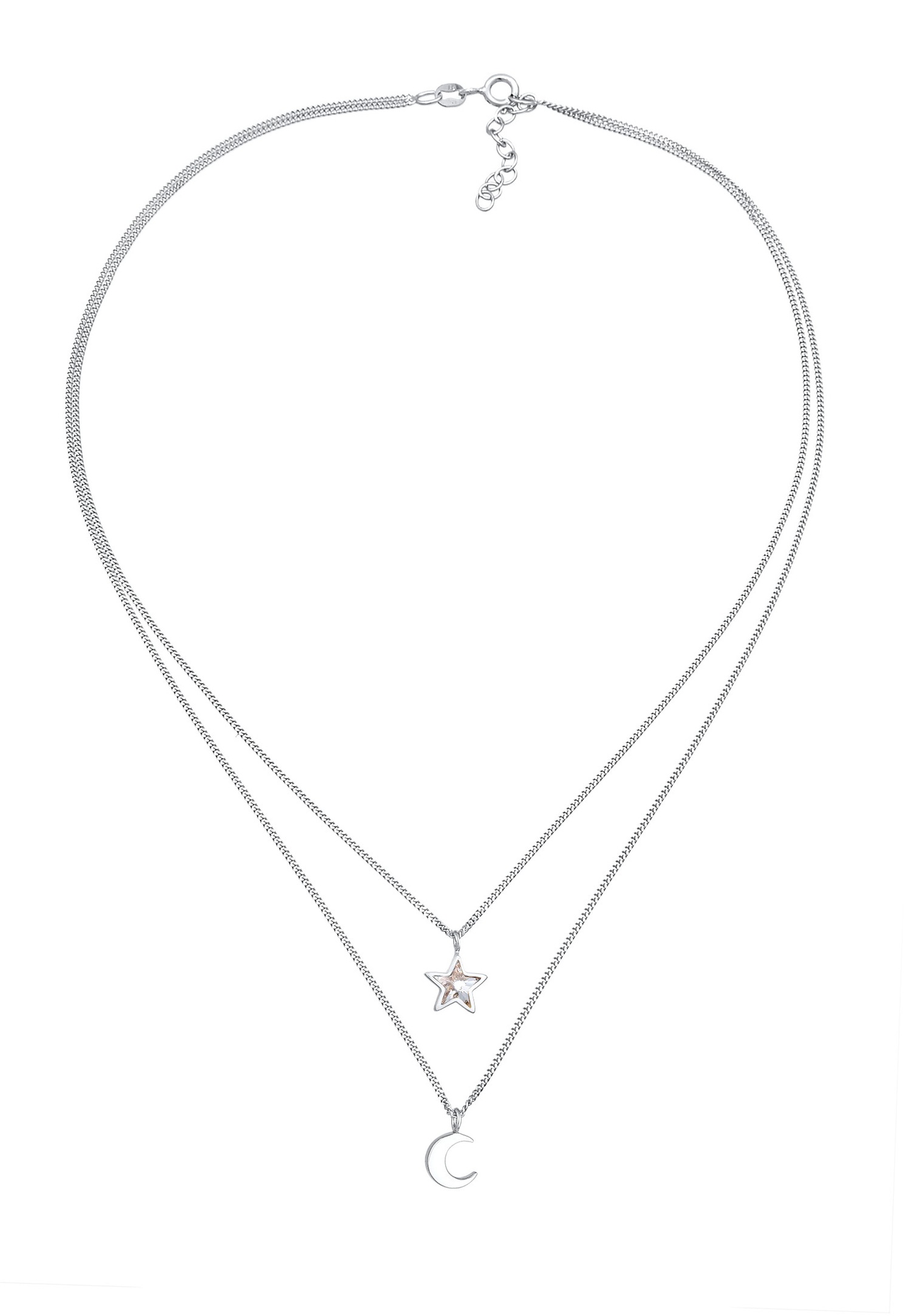 Otroški obesek Elli Layer Star Half Moon s kristalom iz sterling srebra 925