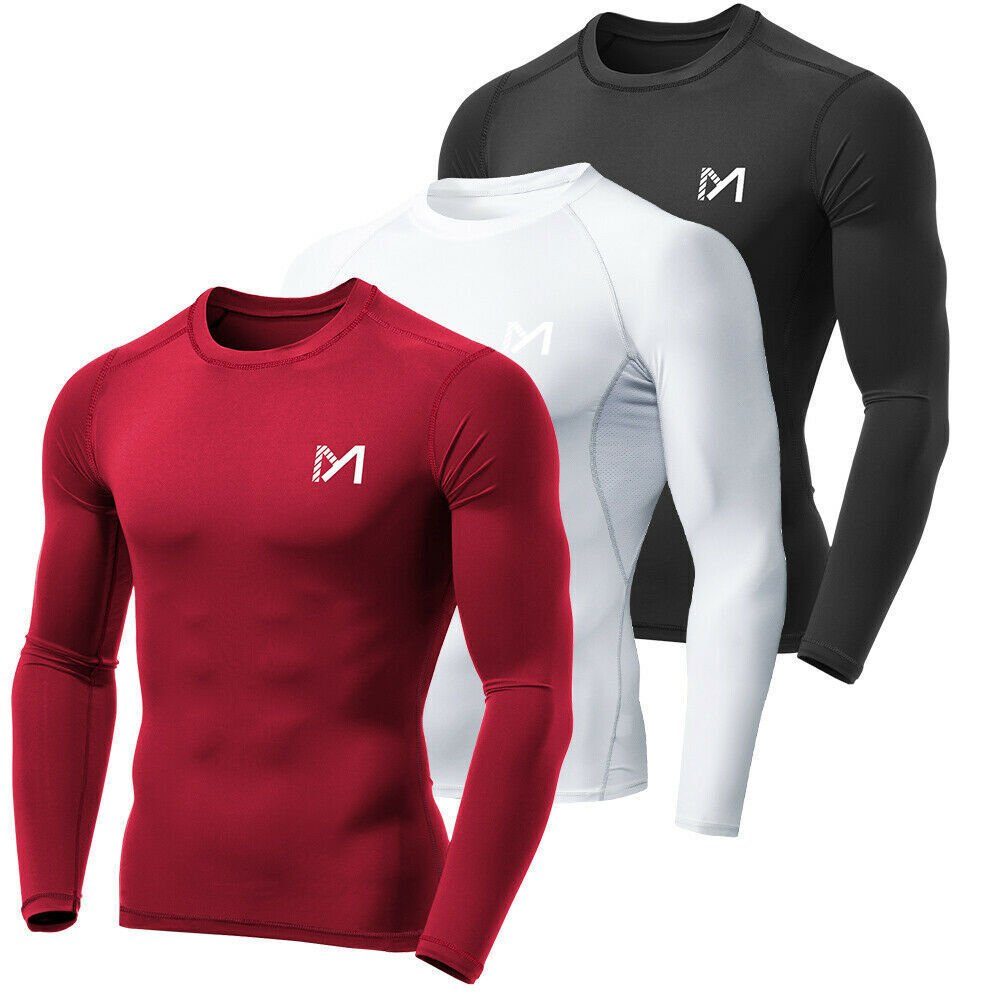 MEETYOO Funktionsshirt Herren Compression Langarmshirt (Muskelshirt, Sport Laufshirt Tights Tops) Kompressionsshirt Running Tops