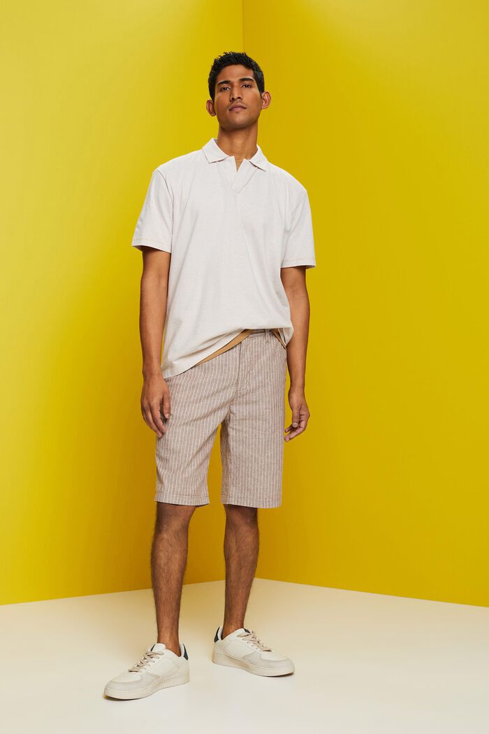 Gestreiftes Jersey Poloshirt, Baumwolle-Leinen-Mix
