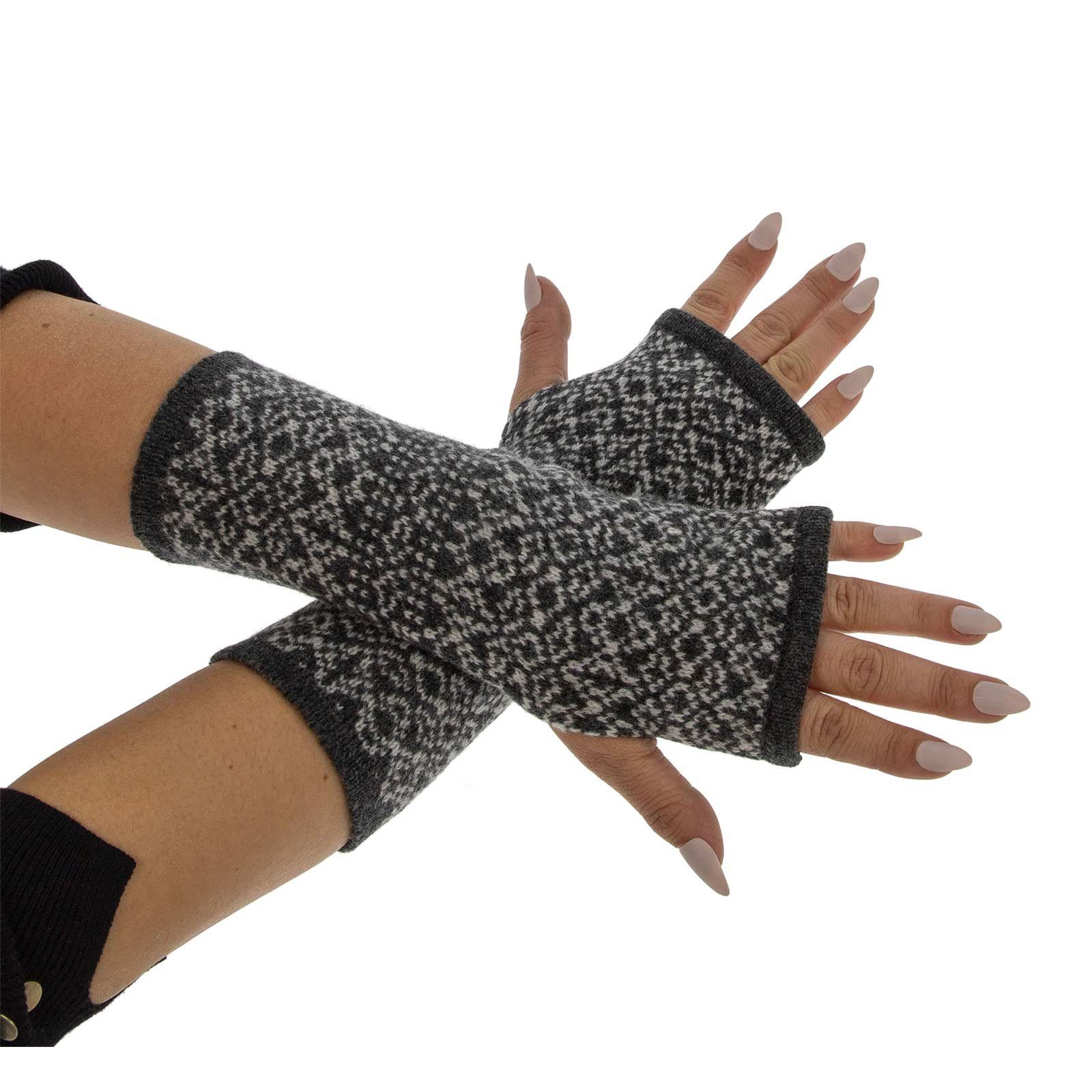 ALMHUBER Armstulpen Damen Armstulpen Handwärmer Pulswärmer Handschuhe Lammwolle Strick