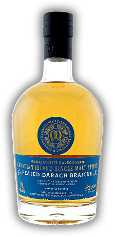 Macaloney's Caledonian Peated Darach Braiche Canadian Island Single Malt Spirit Macaloney's Caledonian Peated Darach Braiche Canadian Island Single Malt Spirit Fassgelagerter Rohbrand. 0,7	 Liter - Vol 46%