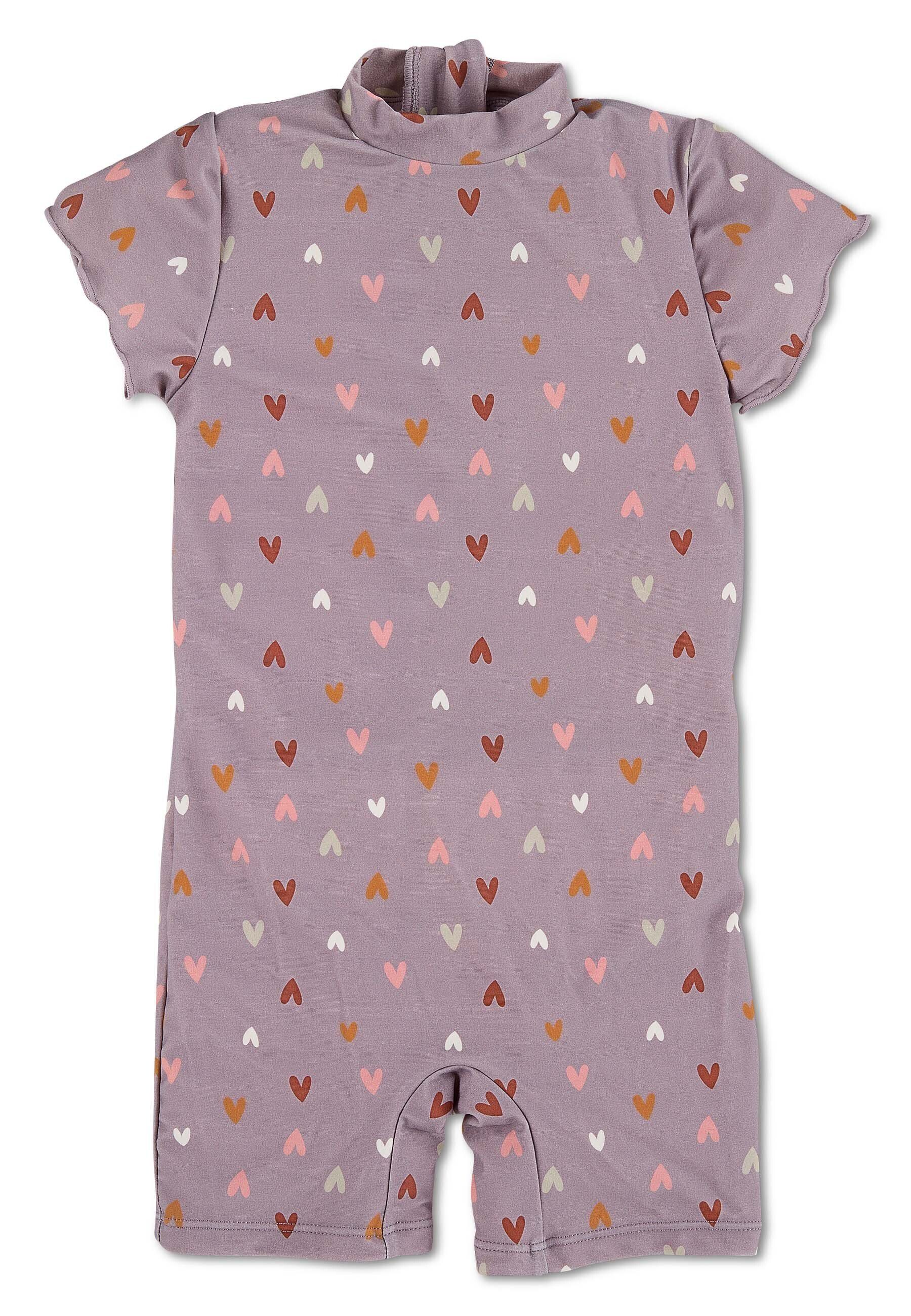 Sterntaler® Badeanzug Schwimmanzug Herz (1-St., Kinderbadeanzug mit Flügelärmeln, Babyschwimmanzug gemustert) Schwimmanzug mit Reißverschluss und Stehkragen, Baby Badeanzug