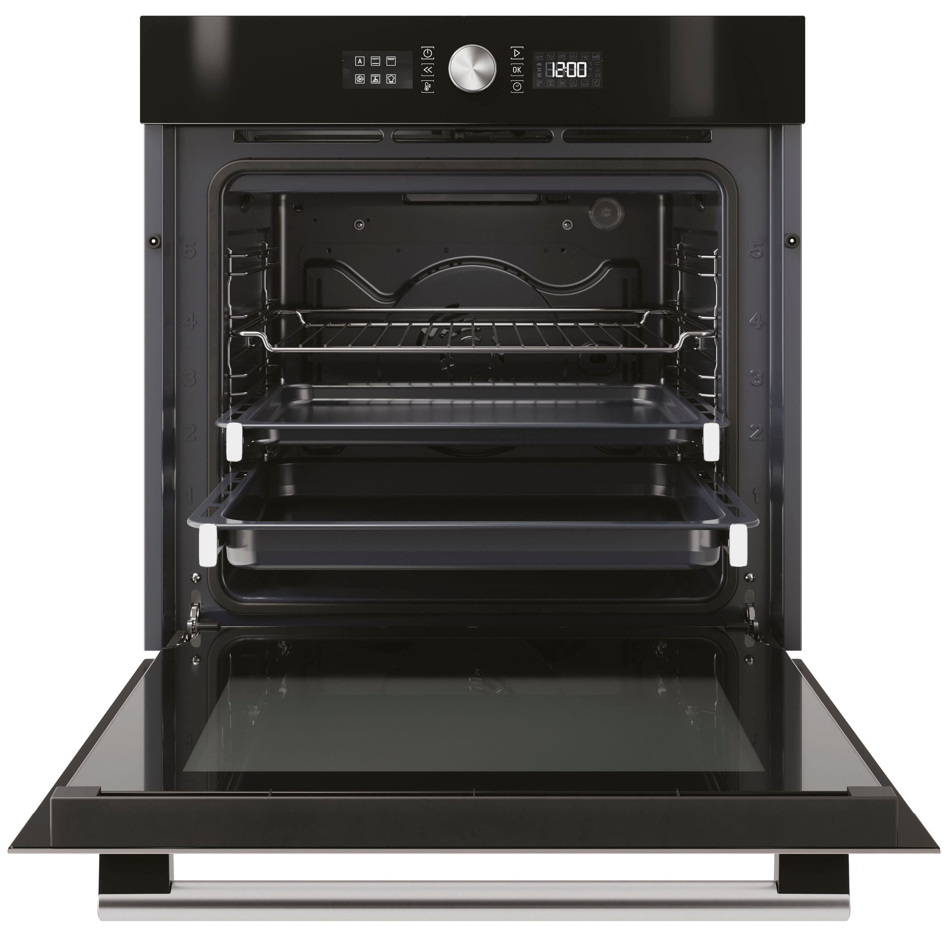 BAUKNECHT Backofen-Set BAKO4 HI6 BLACK, mit 2-fach-Teleskopauszug, Hydrolyse