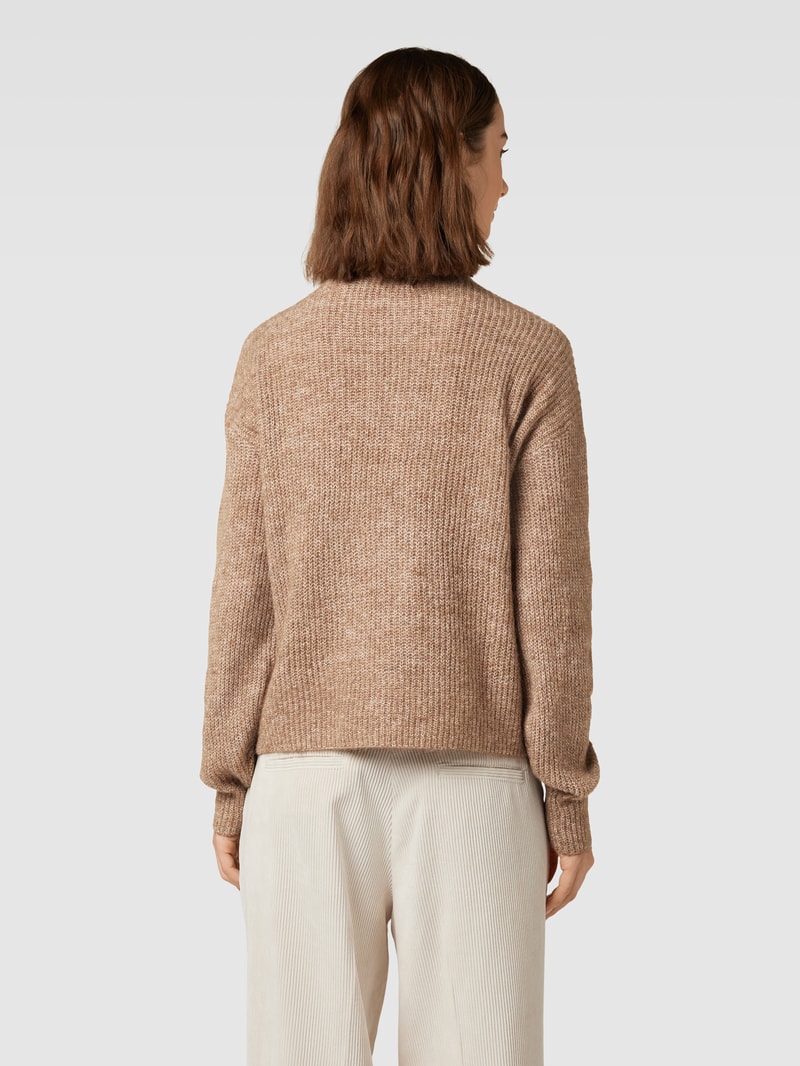 Strickpullover mit Troyer-Kragen Modell 'MILI' in mittelbraun