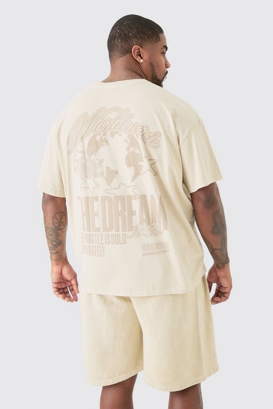 Plus Oversize T-Shirt mit Dream Worldwide Print