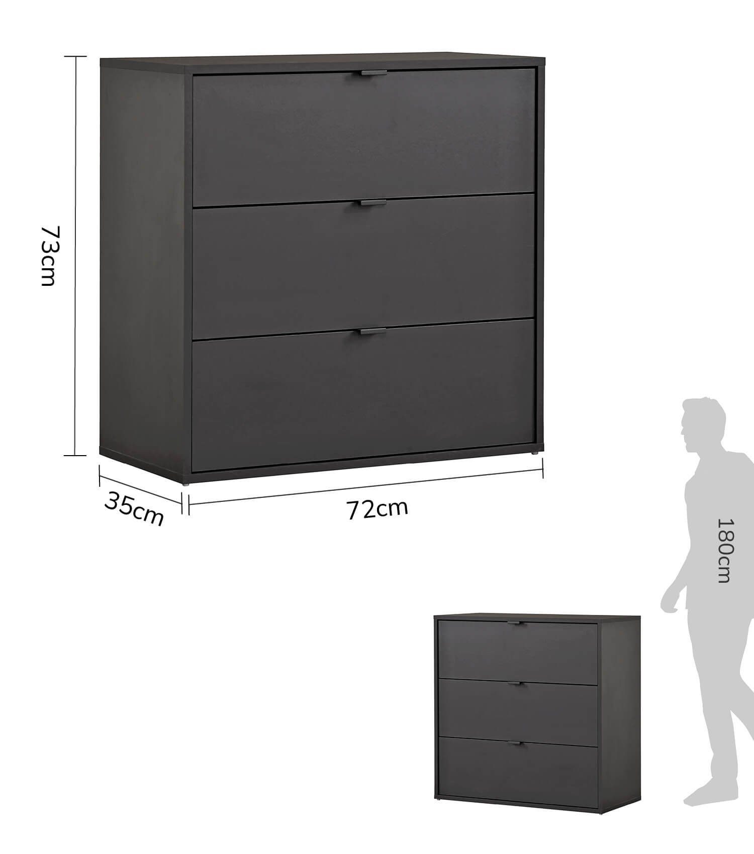 mokebo Sideboard Die Maßgebende (mit 3 Schubladen), Nachttisch, Highboard, Anrichte oder Kommode in Anthrazit
