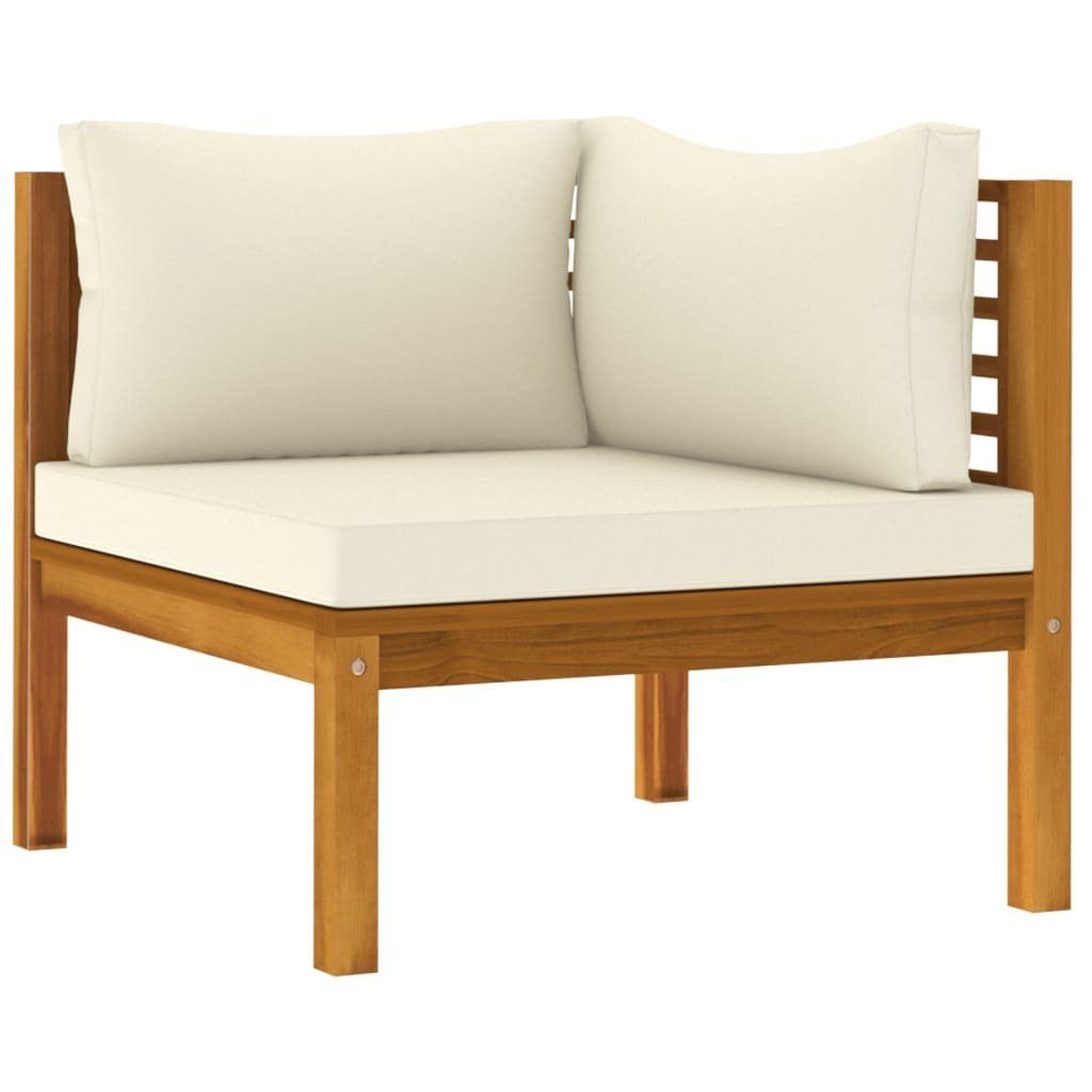 vidaXL Loungesofa 2-tlg. Sofagarnitur mit Cremeweißen Kissen Massivholz Akazie, 1 Teile