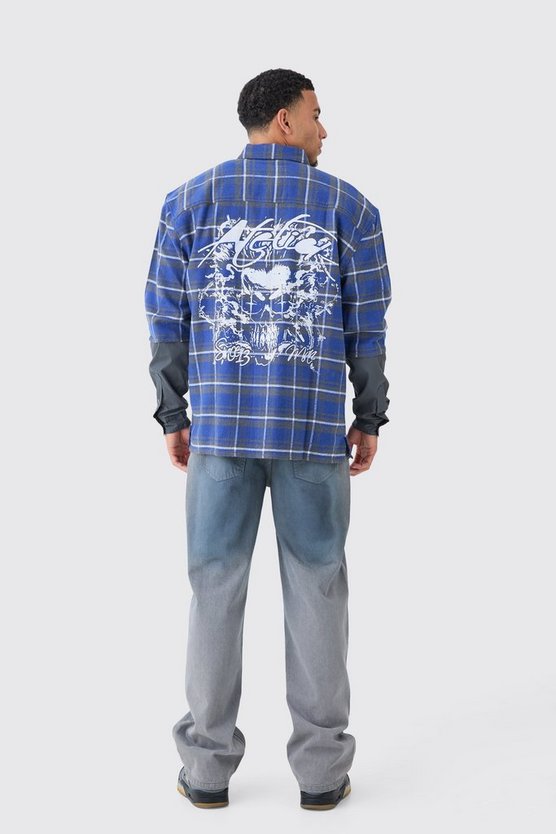 Kastiges kariertes Jersey-Overshirt