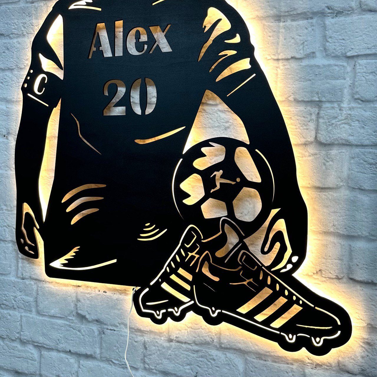 WoodFriends Wandbild personalisiertes Geschenk für Fußball Spieler Fußballfreund, Fußballliebhaber Kindergeburtstag Fußballturnier Trainer Fußballschild